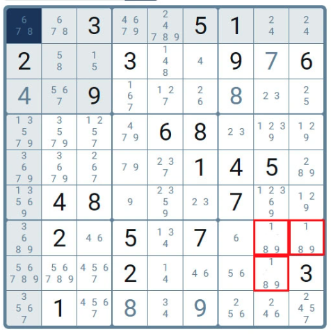 Hidden Triples Technique for Solving Sudoku